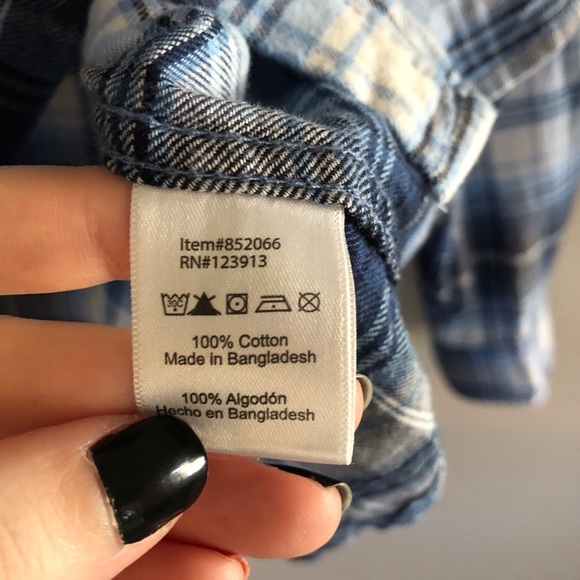 JACHS Girlfriend Blue Plaid Bea Western Button Down Flannel Top - Picture 9 of 10